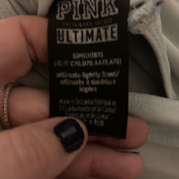 PINK VICTORIA’s secret light blue very worn sport bra size small - Picture 3 of 4